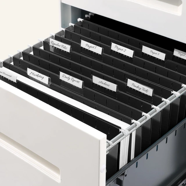 Alt view image 7 of 7 - 25 Pack Hanging File Folders, Black Folders, Hanging File Folders Letter Size with 1/5-cut Tabs, Stay Organized for Your Home and Office Bulk File and Documents
