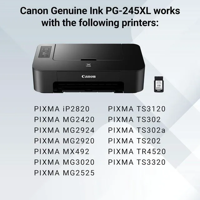 Alt view image 2 of 7 - PG-245 XL Genuine Black Ink Cartridge, Compatible with iP2820, MG2420/2924/2920/3020/2522/2525, MX492, TS3120/302/302a/202/202a/4520/3320