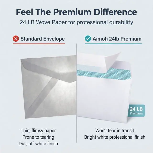 Alt view image 4 of 7 - #10 Business Envelopes Letter Size Windowless Self Seal Security 500ct Premium EnveGuard Tint, Ultra Strong Quick Closure, White, 24LB Paper, 4-1/8 x 9-1/2 in, 500 Count