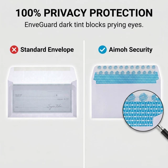 Alt view image 5 of 7 - #10 Business Envelopes Letter Size Windowless Self Seal Security 500ct Premium EnveGuard Tint, Ultra Strong Quick Closure, White, 24LB Paper, 4-1/8 x 9-1/2 in, 500 Count