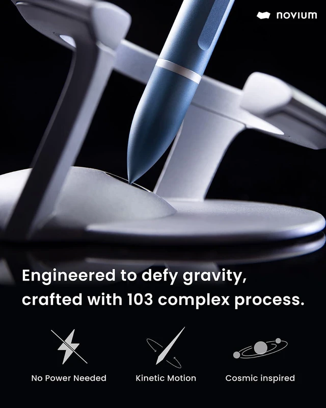 Alt view image 2 of 6 - Hoverpen Interstellar - Futuristic Luxury Pen Aerospace Alloys, Unique Aesthetic, Free Spinning Executive Pen, Gifts for Men & Women (Neptune Blue)