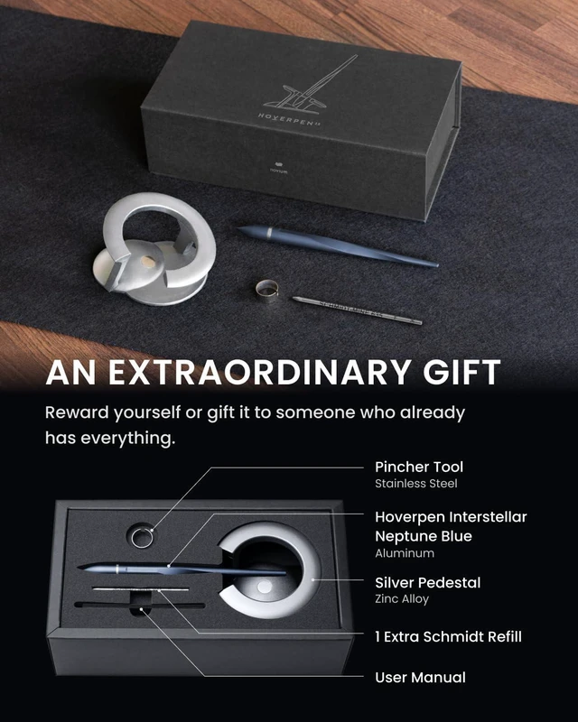 Alt view image 4 of 6 - Hoverpen Interstellar - Futuristic Luxury Pen Aerospace Alloys, Unique Aesthetic, Free Spinning Executive Pen, Gifts for Men & Women (Neptune Blue)