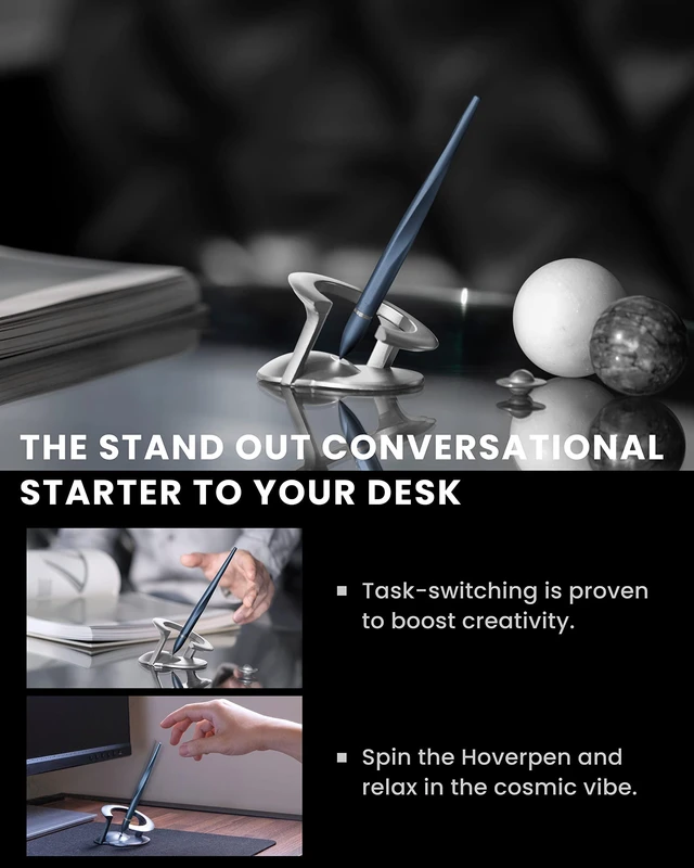 Alt view image 3 of 6 - Hoverpen Interstellar - Futuristic Luxury Pen Aerospace Alloys, Unique Aesthetic, Free Spinning Executive Pen, Gifts for Men & Women (Neptune Blue)
