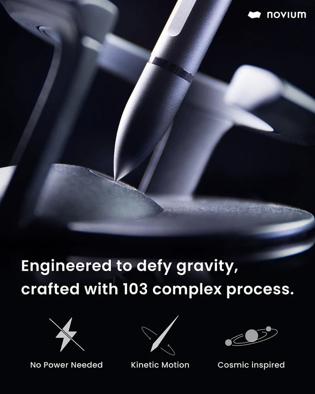 Alt view image 2 of 7 - Hoverpen Interstellar - Space Black, Ballpoint Pen Unique Conversational Starter, Premium Futuristic Design, Precision Flow Ink, Schmidt Ballpoint Cartridges