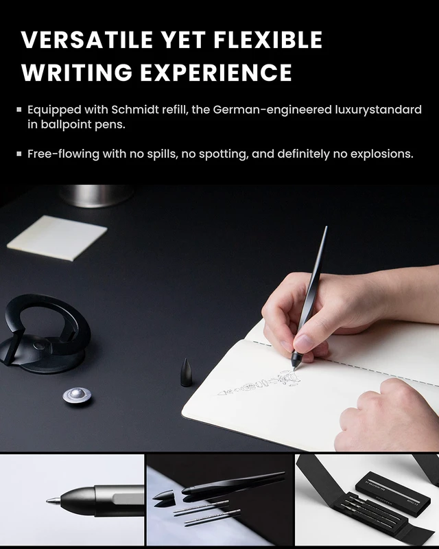 Alt view image 6 of 7 - Hoverpen Interstellar - Space Black, Ballpoint Pen Unique Conversational Starter, Premium Futuristic Design, Precision Flow Ink, Schmidt Ballpoint Cartridges
