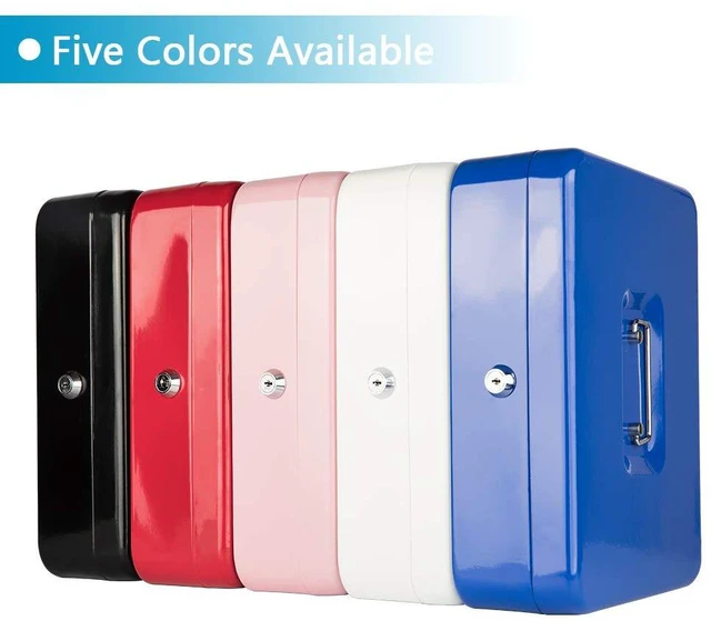 Alt view image 5 of 7 - Locking Cash Box with Lock,Money Box with Cash Tray,Lock Safe Box with Key,Money Saving Organizer,11.81Lx 9.45Wx 3.54H Inches,White XL Large