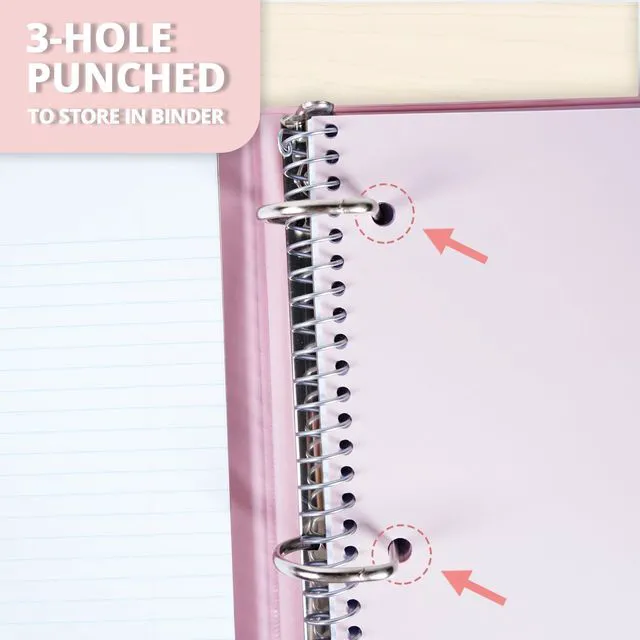 Alt view image 6 of 7 - Pink 1 Subject Spiral Notebook College Ruled 3 Pack, 200 Pages 100 Sheets, 9 x 11 in, Waterproof Plastic Cover, Durable, 3-Hole Punched, Divider, Double-Sided Pocket, Study: Amazon.com