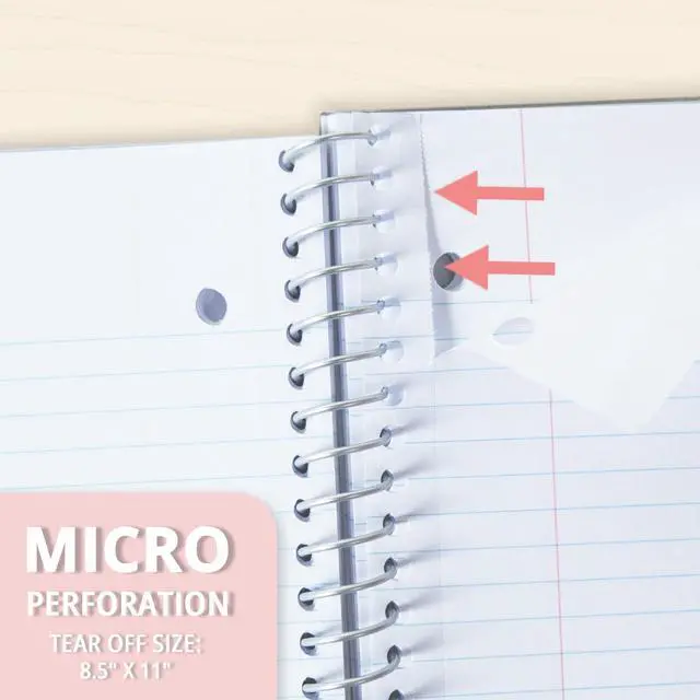 Alt view image 5 of 7 - Pink 1 Subject Spiral Notebook College Ruled 3 Pack, 200 Pages 100 Sheets, 9 x 11 in, Waterproof Plastic Cover, Durable, 3-Hole Punched, Divider, Double-Sided Pocket, Study: Amazon.com
