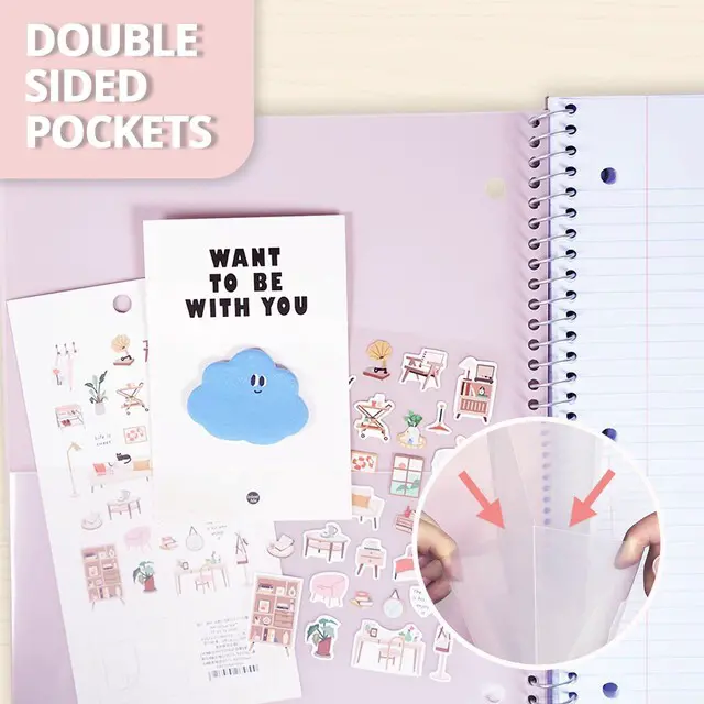 Alt view image 7 of 7 - Pink 1 Subject Spiral Notebook College Ruled 3 Pack, 200 Pages 100 Sheets, 9 x 11 in, Waterproof Plastic Cover, Durable, 3-Hole Punched, Divider, Double-Sided Pocket, Study: Amazon.com
