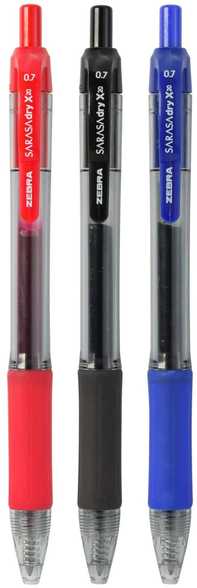 Alt view image 7 of 7 - SARASA X20 Retractable Gel Pen, Black, Blue, Red, 0.7mm, 24-Pk Rapid-Dry Ink, Smear-Resistant, Ideal for Left-Handed Writers, Note-Taking, Office, School Supplies, Medium Point Tip (14680)