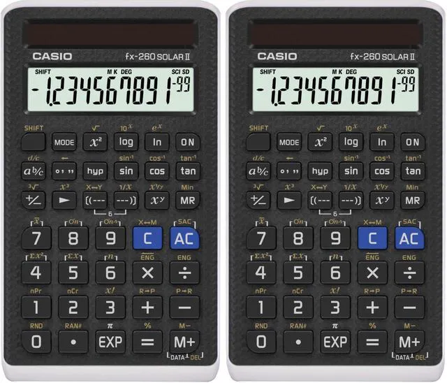 Main image of fx-260 Solar II Scientific Calculator | 10-Digit Display | Fraction & Trig Functions | Ideal for Middle School, High School Math, Algebra, Trigonometry | Solar Powered (Pack of 2)