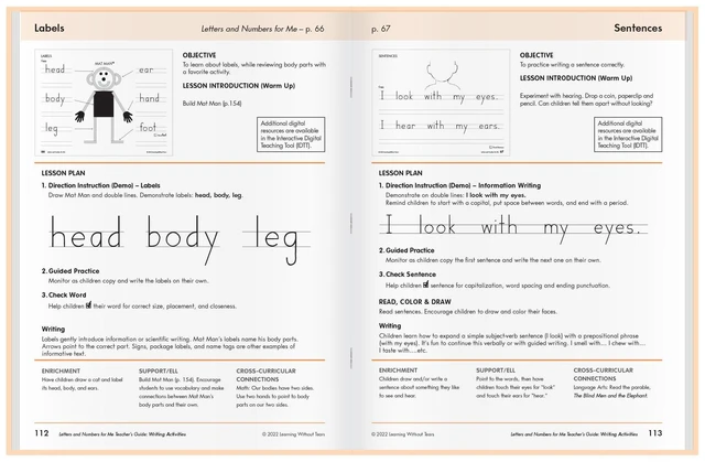 Alt view image 6 of 7 - Letters & Numbers for Me Teacher's Guide, K+ Scripted lessons for Letters and Numbers for Me workbook for Ages5+, fine motor activities, build school writing skills
