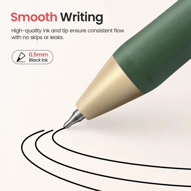 Alt view image 3 of 7 - Gel Pens, 6 Pcs Quick Dry Black Ink Pens, 0.5mm Fine Point, Vintage Retractable Pens with Soft Grip, Smooth Writing for Journaling and Note Taking, Cute Aesthetic Design for Women & Men