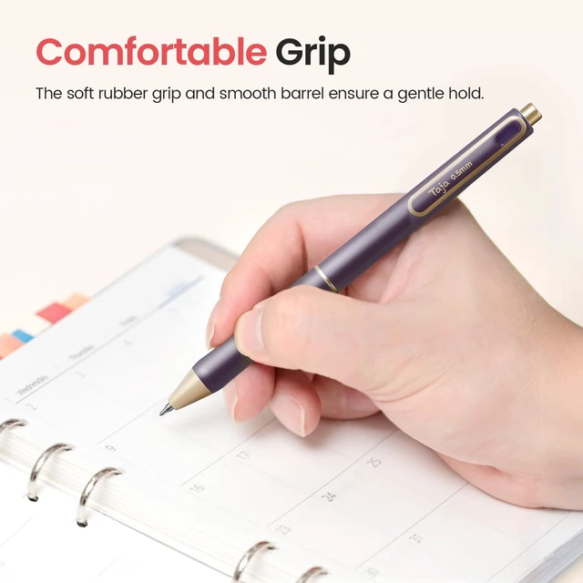 Alt view image 5 of 7 - Gel Pens, 6 Pcs Quick Dry Black Ink Pens, 0.5mm Fine Point, Vintage Retractable Pens with Soft Grip, Smooth Writing for Journaling and Note Taking, Cute Aesthetic Design for Women & Men