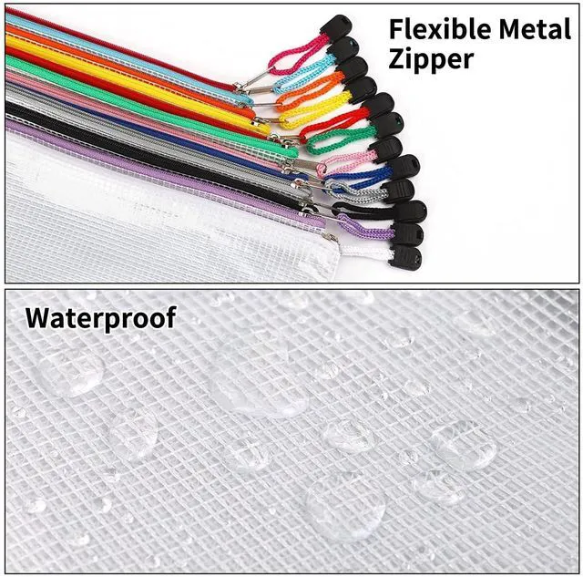 Alt view image 4 of 6 - 24pcs Mesh Zipper Pouch Bags A3 Extra Large Document Bag with Label Pocket, 16.9x12 Inches, Plastic Zip File Folders, Puzzles, Board Game Storage for Organizing Office Home