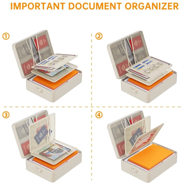 Alt view image 5 of 7 - 5200°F Fireproof Document Organizer Box with Lock, Beige (Soft) Heat Insulated 8 Layers File Storage Bag,Water-Resistant Zipper,Home Office Travel Safe,Protects Important Documents,Laptop