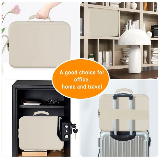 Alt view image 6 of 7 - 5200°F Fireproof Document Organizer Box with Lock, Beige (Soft) Heat Insulated 8 Layers File Storage Bag,Water-Resistant Zipper,Home Office Travel Safe,Protects Important Documents,Laptop