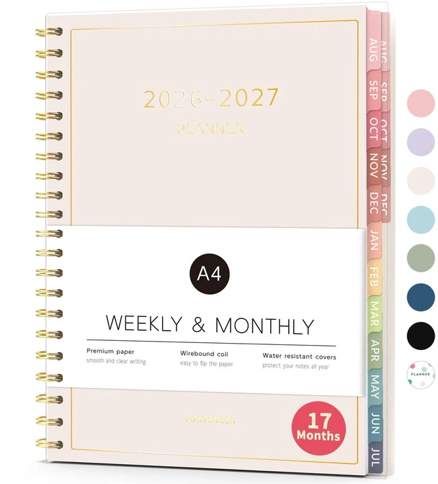 Main image of 17 Month Academic Planner 2026-2027, Aug 2026-Dec 2027, 8.5"x11" Calendar Planner Weekly and Monthly, Daily Agenda Book Organizer, College School Supplies for Student Teacher, A4 Size, Beige