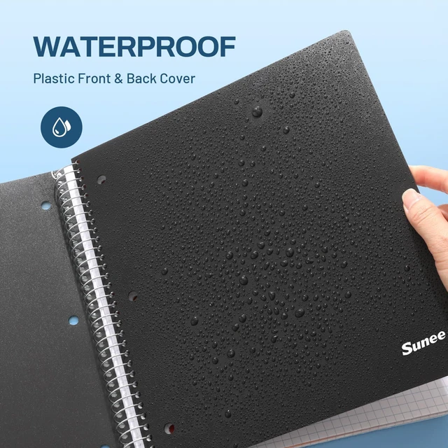 Alt view image 5 of 7 - 5 Subject Graph Paper Notebook - 400 Pages, 9"x11", 4x4 Graph Ruled Notebook, 5 Pocket Colored Dividers, 3-Hole Punched Paper, Black