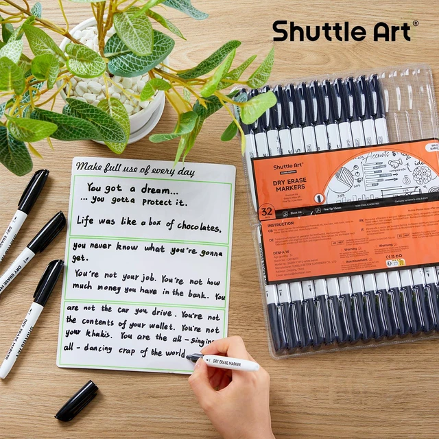 Alt view image 7 of 7 - Dry Erase Markers, 32 Pack Black Whiteboard Markers,Fine Tip Dry Erase Markers for Kids,Perfect for Writing on Whiteboards, Dry-Erase Boards,Mirror,Calender,School Office Supplies