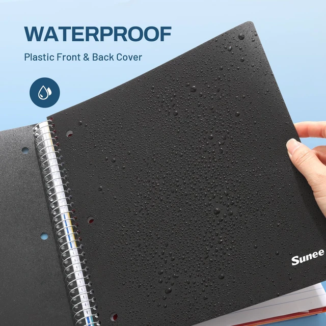 Alt view image 5 of 7 - 5 Subject Notebook College Ruled - 400 Pages, 9"x11", 5 Pocket Colored Dividers, 3-Hole Punched Paper, Black