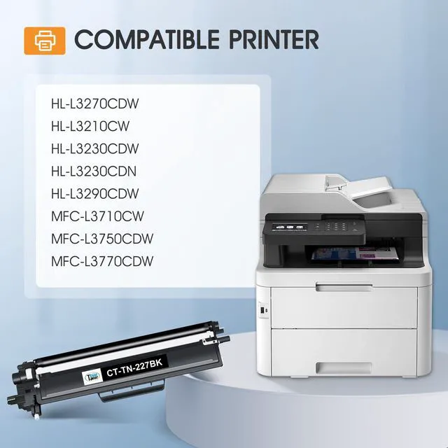 Alt view image 2 of 6 - TN227 TN-227BK/C/M/Y High Yield Toner Cartridge 4 Pack TN-227 TN 227 223 Compatible for Brother TN-223BK/C/M/Y TN223 MFC-L3770CDW HL-L3270CDW HL-L3290CDW MFC-L3750CDW HL-L3210CW MFC-L3710CW Printer