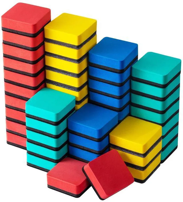 Main image of Favourde 48 Pack Magnetic Whiteboard Dry Erase Erasers for Classroom School Whiteboard Dry Erase Erasers Chalkboard for School Supplies and Office Classroom and Teacher Must Haves 4 colors