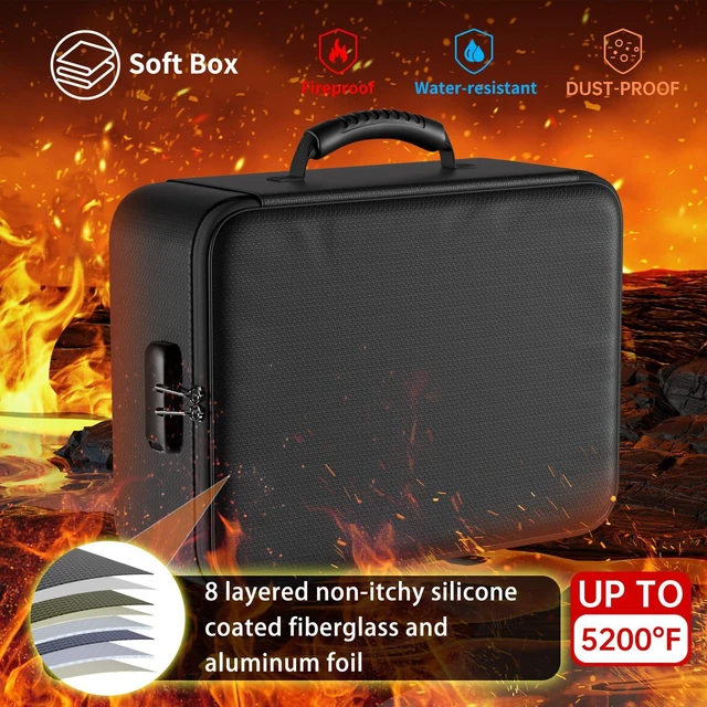 Alt view image 2 of 7 - 5200°F Fireproof Document Organizer Box with Lock, Heat Insulated Upgraded FireWater-Resistant Box 8 Layers File Organizer,Portable Home Travel Safe Storage for Important Documents and More