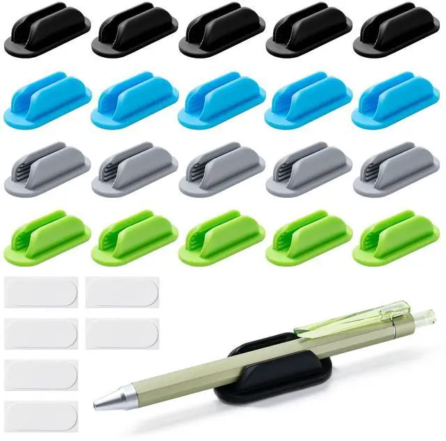 Main image of Adhesive Pencil Holders for Desk,Silicone Flexible Pen Holder for Wall, Office, School,Home,Classroom Must Haves,Teacher Essentials Accessories,Desk Organizer (20, Multi-colour combinations)