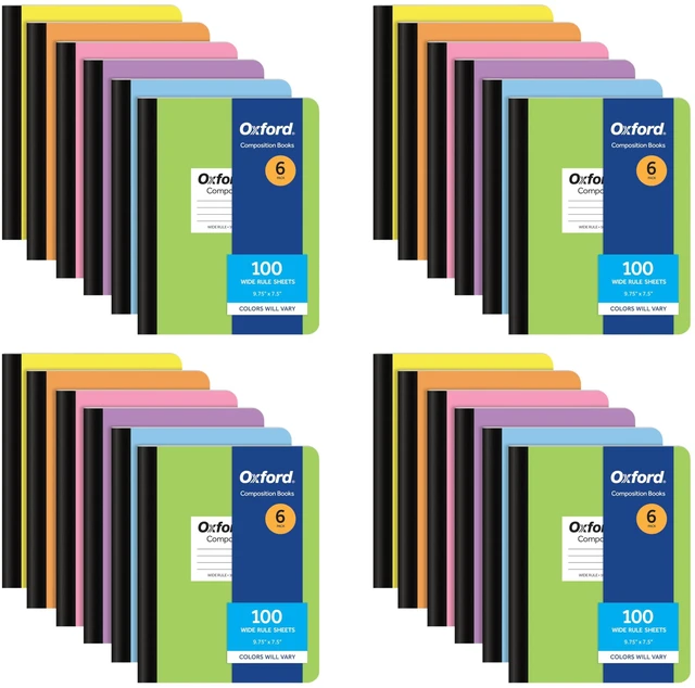 Main image of Composition Notebooks, 6 count, Cover Colors Vary, Wide Ruled Paper, 9-3/4 x 7-1/2 Inch School Journals, Assorted Pastel Covers, 100 Sheets, per Book (63759) (Pack of 4)