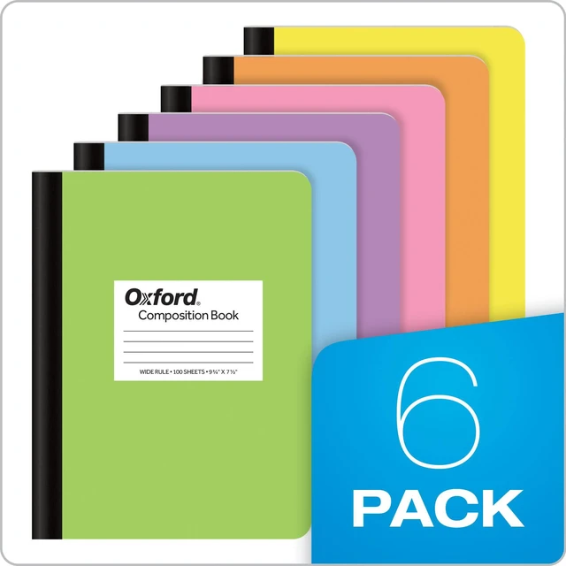 Alt view image 7 of 7 - Composition Notebooks, 6 count, Cover Colors Vary, Wide Ruled Paper, 9-3/4 x 7-1/2 Inch School Journals, Assorted Pastel Covers, 100 Sheets, per Book (63759) (Pack of 4)