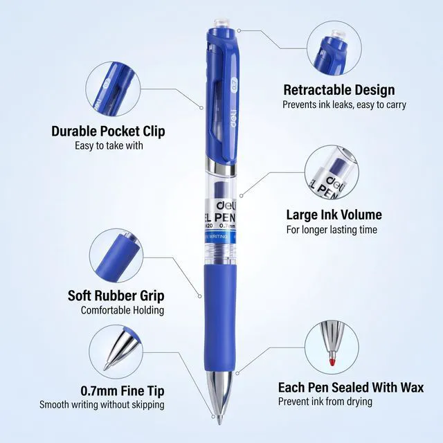 Alt view image 3 of 7 - Gel Pens, 100 Pcs Pens Blue Ink, Retractable Medium Point Pen 0.7mm Smooth Writing, Fast Dry, No Bleed for Journaling Note Taking, Home School Office Supplies