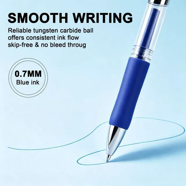 Alt view image 4 of 7 - Gel Pens, 100 Pcs Pens Blue Ink, Retractable Medium Point Pen 0.7mm Smooth Writing, Fast Dry, No Bleed for Journaling Note Taking, Home School Office Supplies