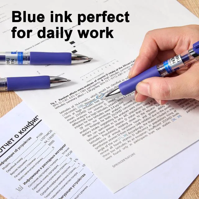 Alt view image 7 of 7 - Gel Pens, 100 Pcs Pens Blue Ink, Retractable Medium Point Pen 0.7mm Smooth Writing, Fast Dry, No Bleed for Journaling Note Taking, Home School Office Supplies