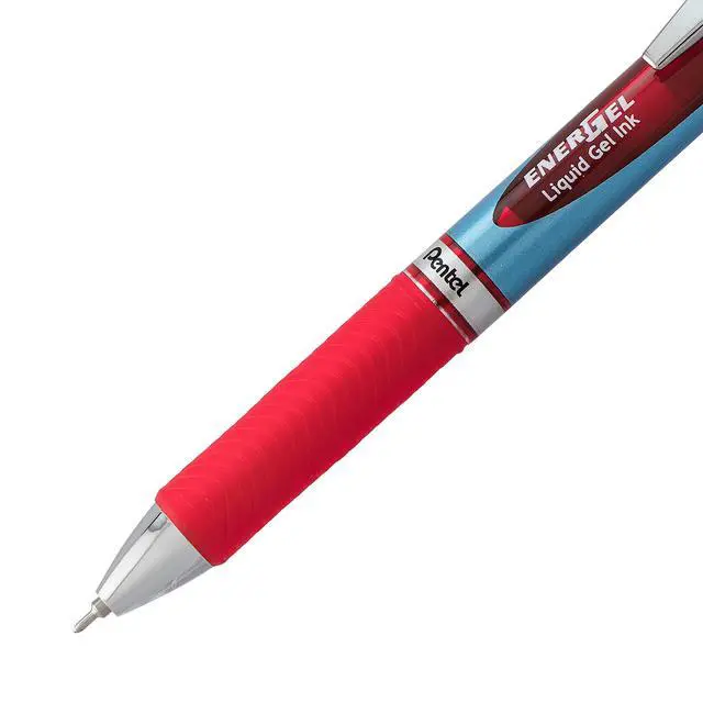 Alt view image 4 of 7 - ® EnerGel® RTX Retractable Liquid Gel Pens, Fine Point, 0.5mm, 54% Recycled, Assorted Barrel Colors, Red Ink, Pack Of 6 Pans