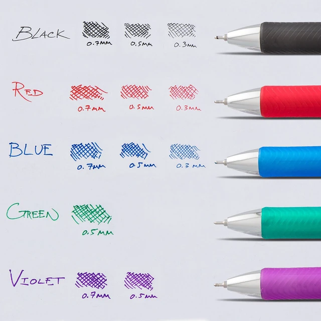Alt view image 6 of 7 - ® EnerGel® RTX Retractable Liquid Gel Pens, Fine Point, 0.5mm, 54% Recycled, Assorted Barrel Colors, Red Ink, Pack Of 6 Pans
