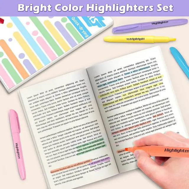 Alt view image 2 of 7 - 30 Pack No Bleed Pastel Highlighters with Soft Chisel Tips 6 Pastel Colors, Bright Highlighters, Office Supplies, School Supplies