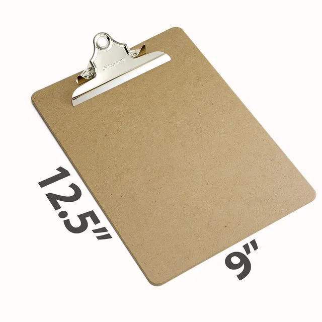 Alt view image 2 of 7 - Recycled Wood Clipboards, 9 x 12.5-Inches, 6-Inch Rust-Resistant Clip, Hardboard Writing Surface, 12-Pack, Brown