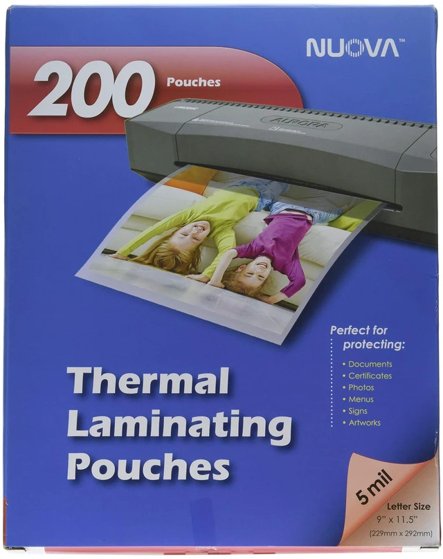 Main image of Nuova 200-Pack, 5 Mil Thermal Laminating Pouches 9 x 11.5 Inches, Letter Size (LP205H)