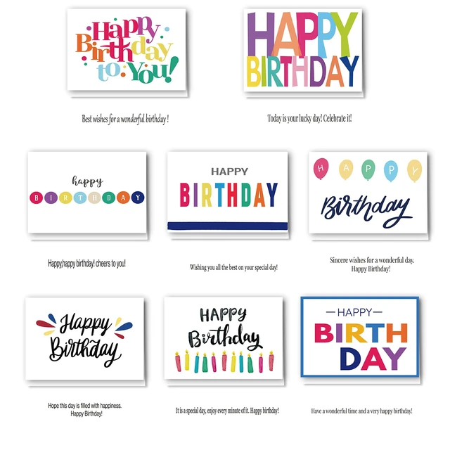 Alt view image 3 of 6 - 100 Birthday Cards, Happy Birthday Cards Bulk with Short Message Inside, 5x7 Inch Thick Card Stock Assorted Birthday Cards with Envelopes,10 Unique Designs for Men and Women. (Pack of 4)