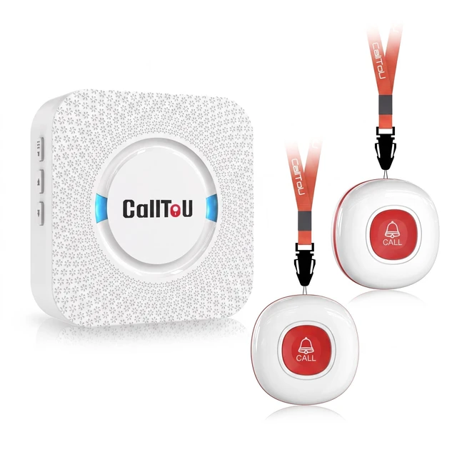 Main image of Wireless Caregiver Pager Call Button for Elderly at Home Nurse Alert System 500+ Feet for Seniors/Elderly/Patient/Disabled 1 Plugin Receiver 2 Waterproof SOS Buttons