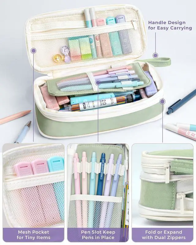 Alt view image 3 of 7 - 36PCS Mechanical Pencil Set with 624 Lead Refills (Green) 0.5mm - 2.0mm Mechanical Pencils, Aesthetic School Supplies for Writing, Drawing, Drafting, Note-Taking & Back to School