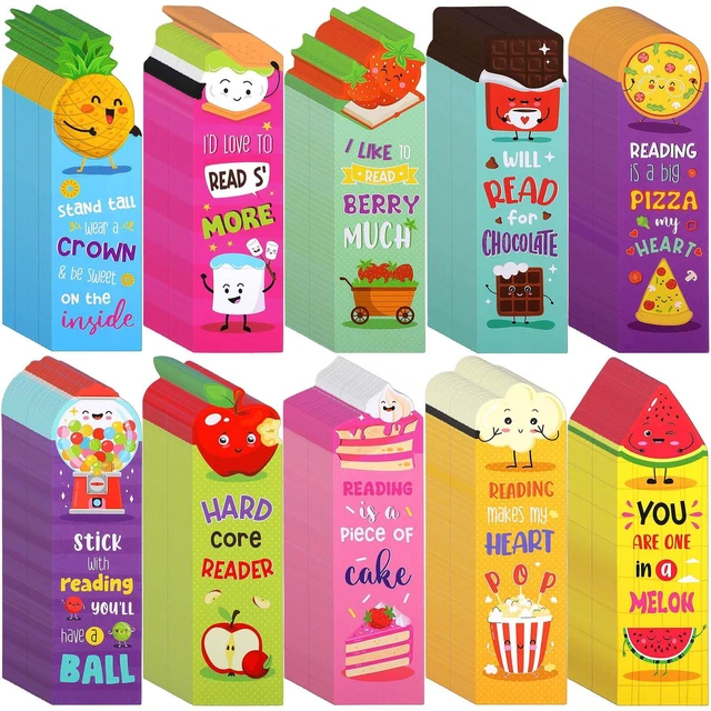 Main image of 400 Pcs Scented Bookmarks for Kids, Fruit Food 10 Styles Assorted Designs Scratch and Sniff, Fruit Food Theme Sayings for Students, Teens, Food Lovers, Bulk Reading Reward Gifts