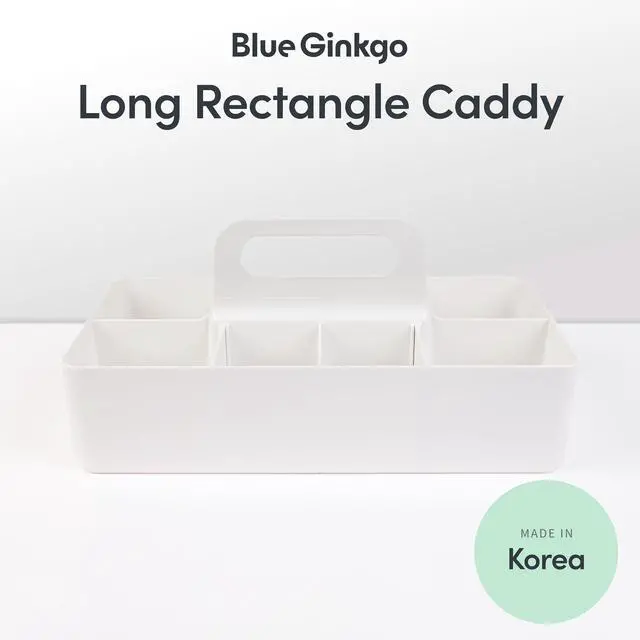 Alt view image 2 of 7 - Stackable Organizer Caddy, Long, White, Made in Korea Portable. Adjustable. Home, Office & School Storage