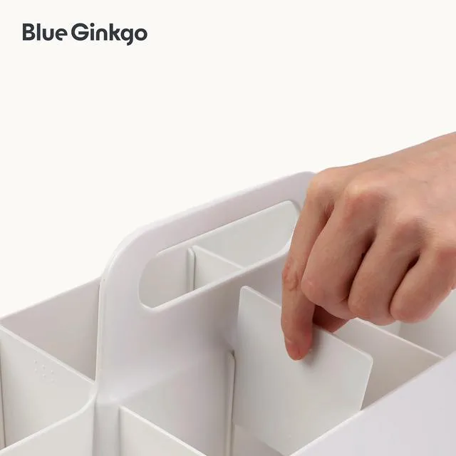 Alt view image 7 of 7 - Stackable Organizer Caddy, Long, White, Made in Korea Portable. Adjustable. Home, Office & School Storage