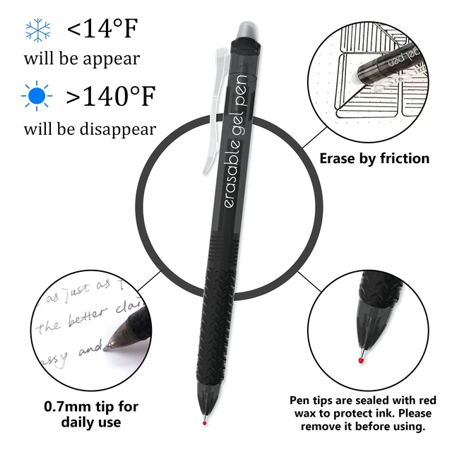 Alt view image 3 of 7 - 18 Black Retractable Erasable Gel Pens Clicker, Fine Point(0.7), Make Mistakes Disappear, Premium Comfort Grip, Black Ink for Planners, Note Taking and Crossword Puzzles