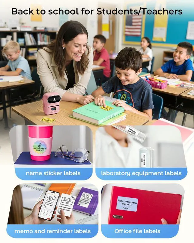 Alt view image 4 of 7 - M110 Label Printer, Portable Thermal Sticker Printer with Display 2 Inch Pink Bluetooth Label Maker Easy to Use for Small Business, Home, School, Office, APP with 6000+ Templates