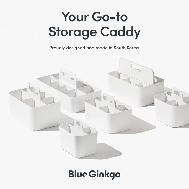 Alt view image 6 of 7 - Stackable Organizer Caddy, Long, White, Made in Korea Portable. Adjustable. Home, Office & School Storage