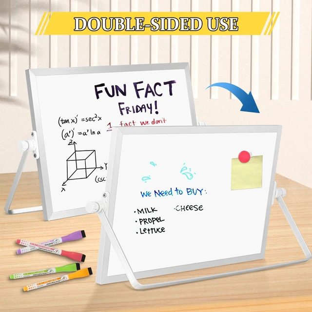 Alt view image 4 of 7 - Double-Sided Magnetic White Board with Stand, 12" x 8" Dry Erase Board with Stand, Desktop Whiteboard Easel, Portable Small White board dry erase for Drawing, Office, Home