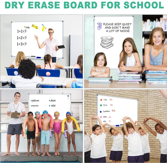 Alt view image 5 of 6 - Large Dry Erase White Board 4' x 3' Magnetic Whiteboard 48"x36" Aluminum Presentation Whiteboard with Long Pen Tray, 6 Markers, 2 Erasers &12 Magnets